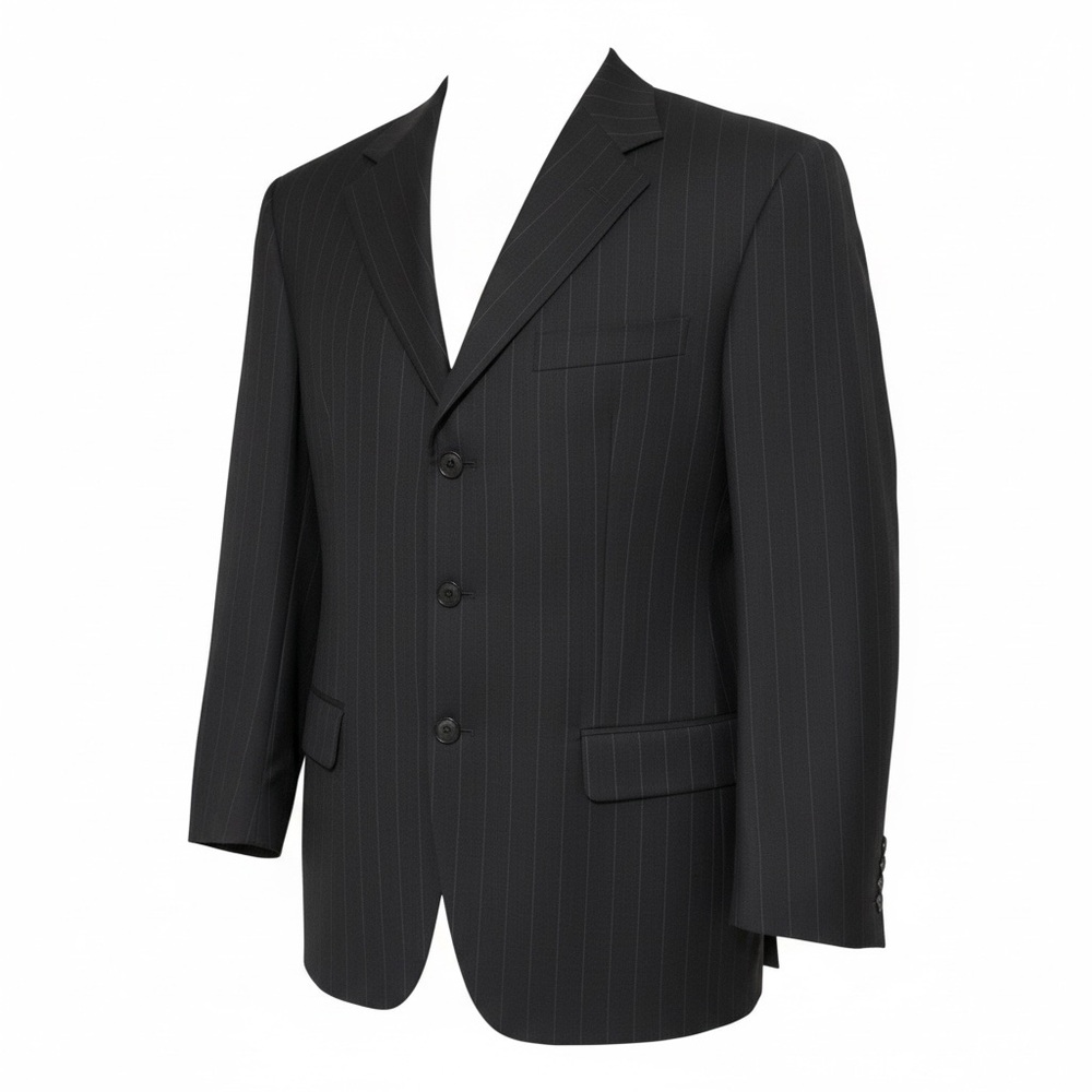 Valentino Designer Wool Charcoal Pinstripe Blazer Jacket Italy Sport Formal 39R